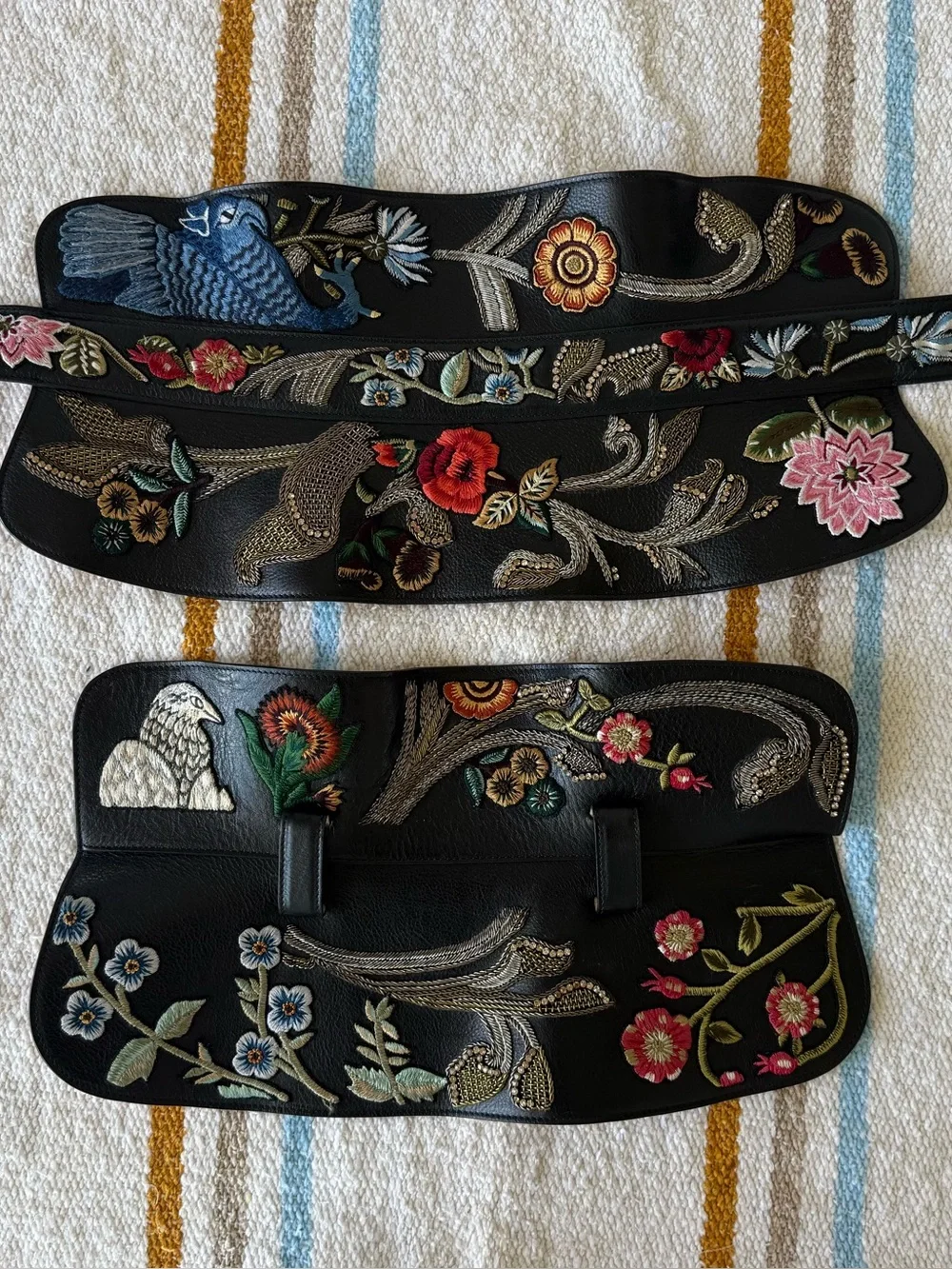 Alexander McQueen 2017 Embroidered Leather Corset Obi Belt - Runway Piece